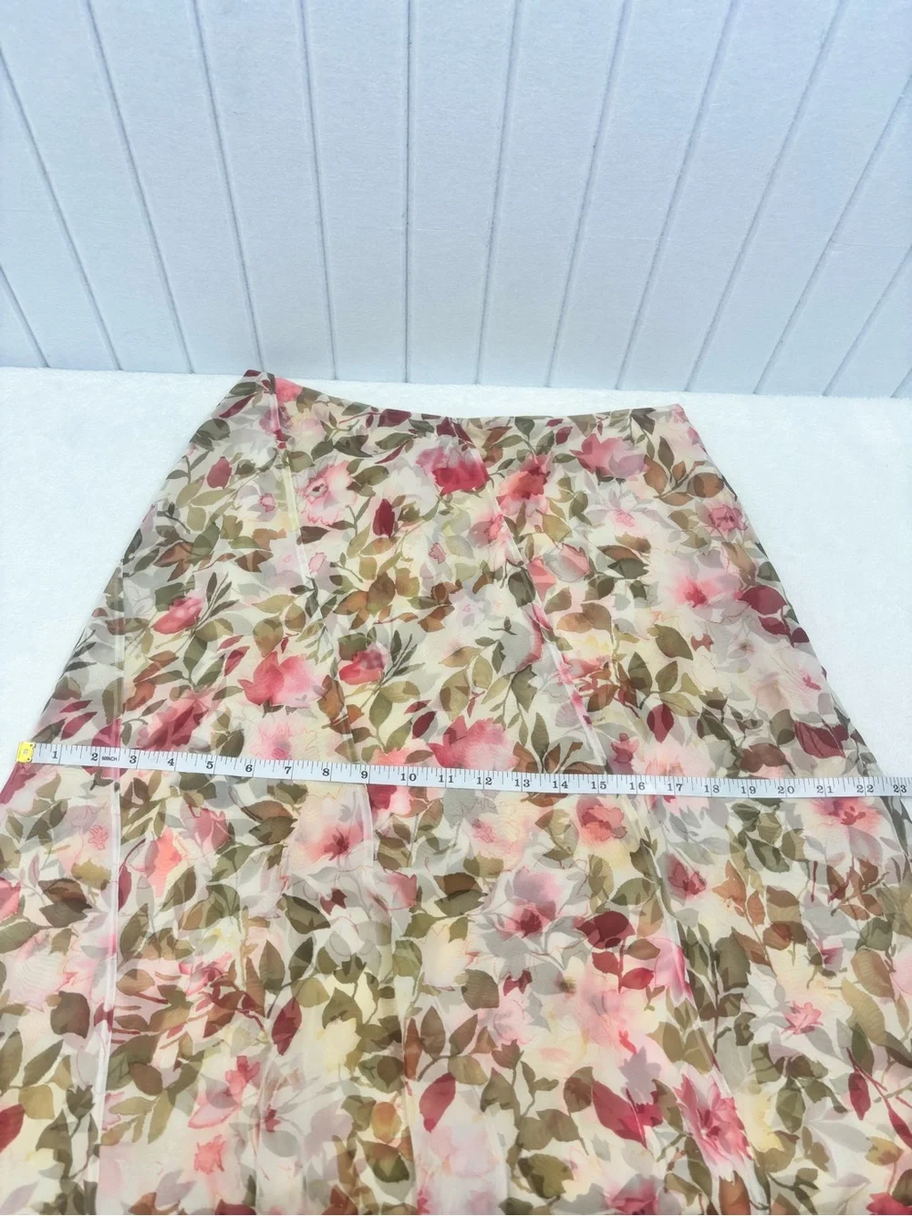 Talbots Floral A-Line Silk Midi Skirt in Pink and Green Size 10